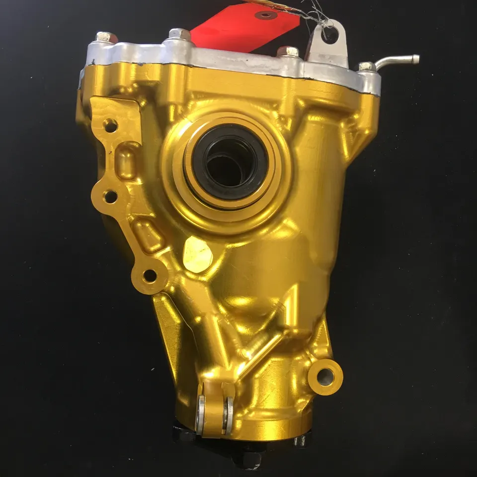 Gold-painted performance differential for a high-horsepower build, ready for installation.