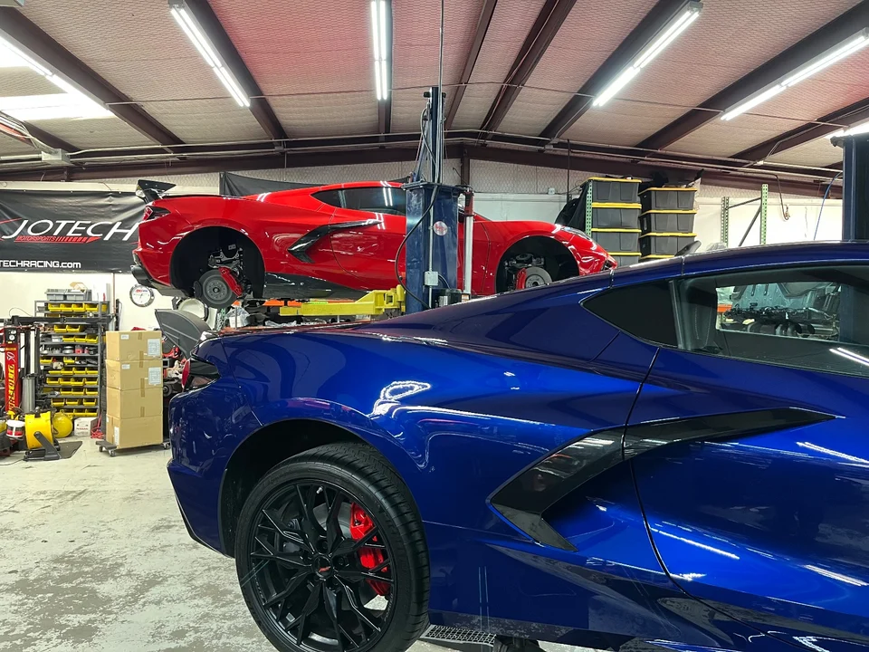 Car on the lift.