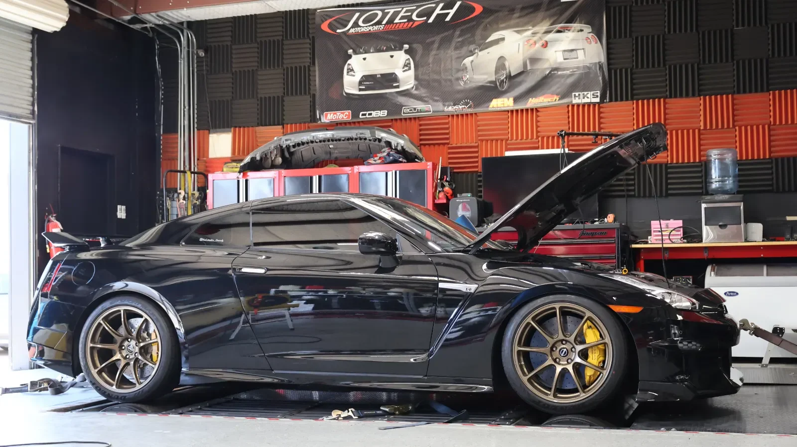 Your GT-R is on the dyno for its custom ECUTEK tuning.