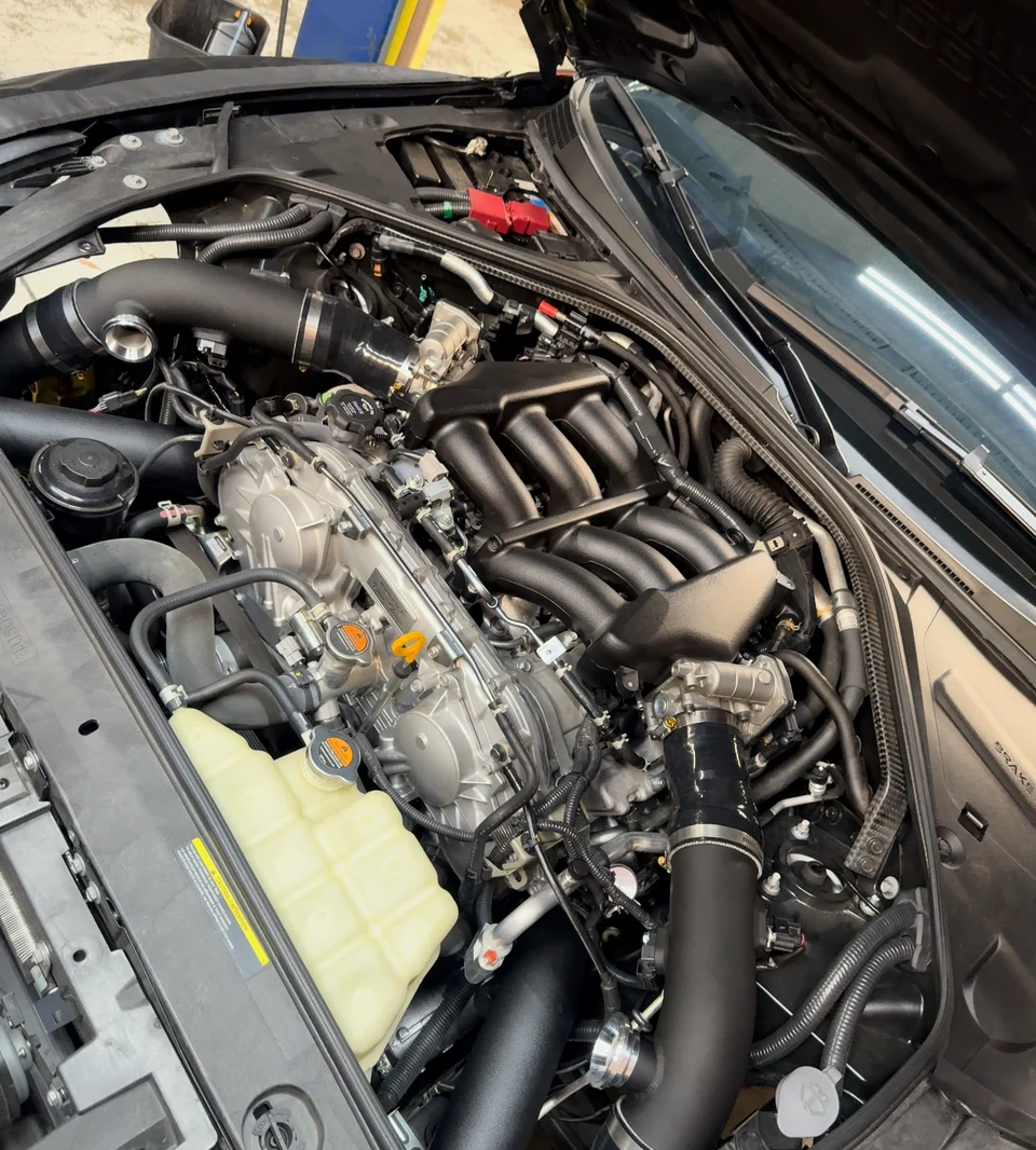 The Boost Logic 3" intake kit with MAF is now fully installed in the engine bay.